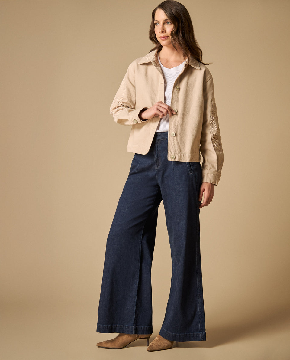 Chaqueta con bordados ornamentales en mangas para mujer - Crudo 34_621H018_CRU110602_7