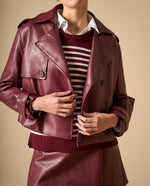 Chaqueta trench cropped con doble botonadura para mujer - Rojo 34_621H213_ROJ191617_3
