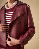 Chaqueta trench cropped con doble botonadura para mujer - Rojo 34_621H213_ROJ191617_4