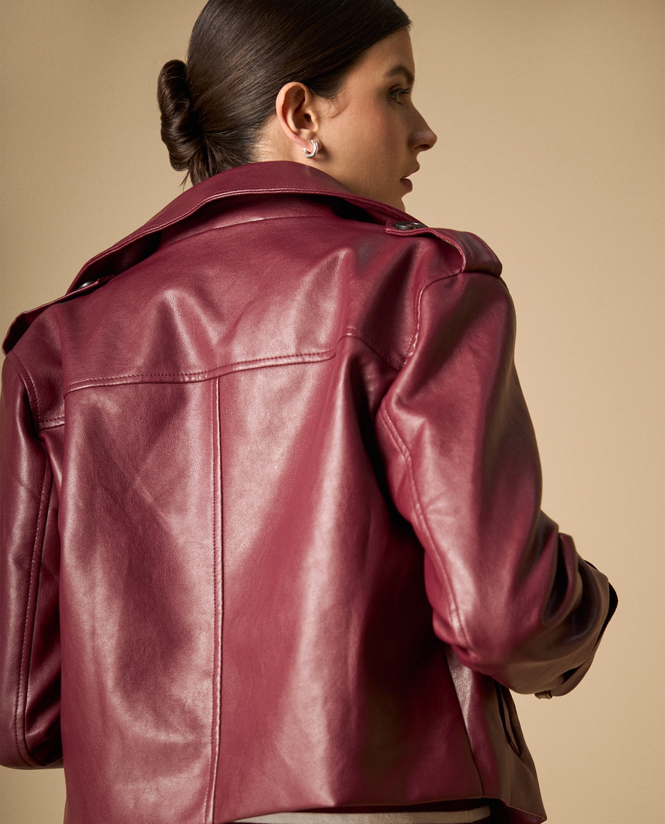 Chaqueta trench cropped con doble botonadura para mujer - Rojo 34_621H213_ROJ191617_6