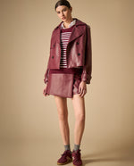 Chaqueta trench cropped con doble botonadura para mujer - Rojo 34_621H213_ROJ191617_7