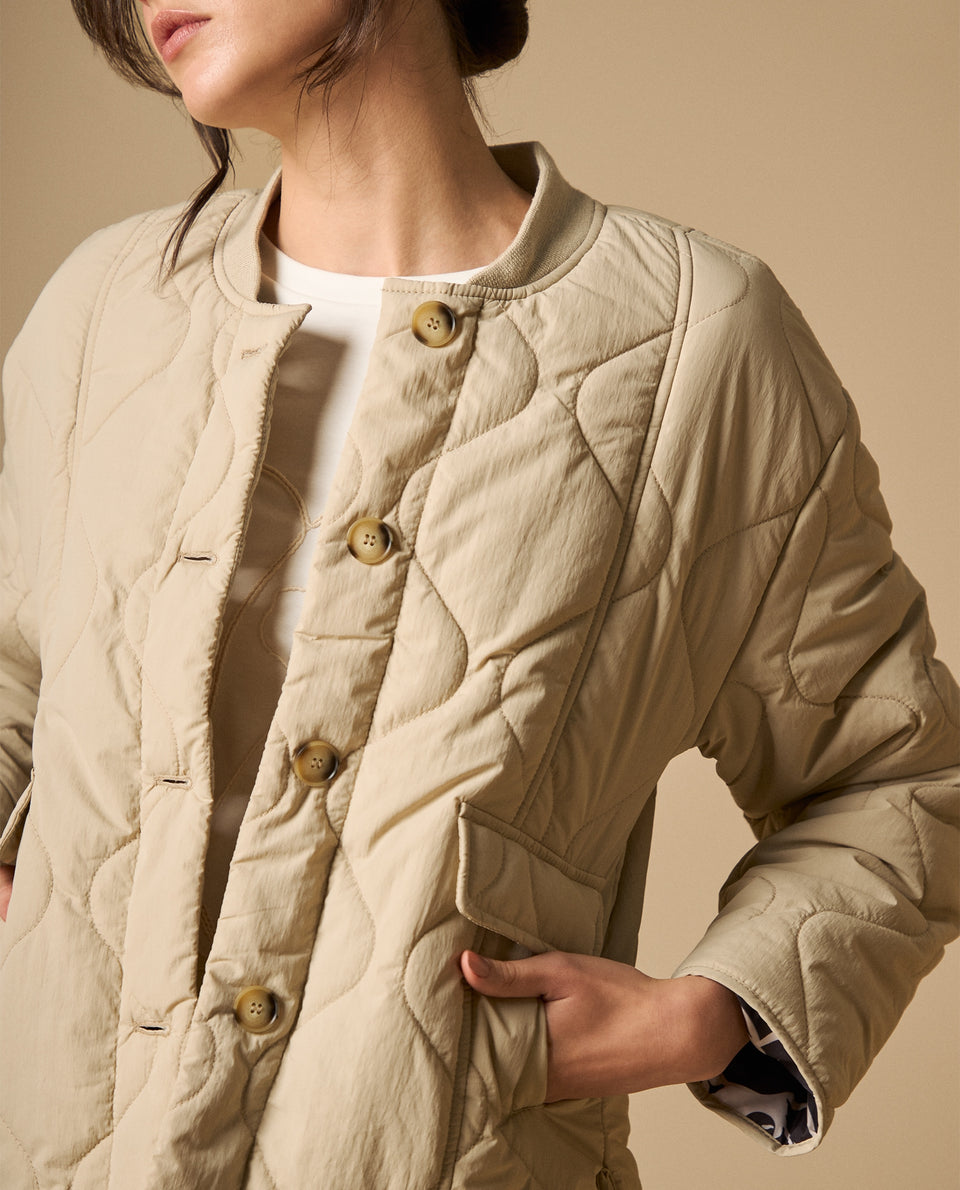 Chaqueta acolchada con patrón romboidal para mujer - Beige 34_621H220_BEI130607_4