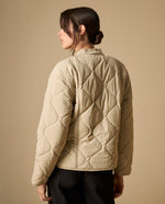 Chaqueta acolchada con patrón romboidal para mujer - Beige 34_621H220_BEI130607_5