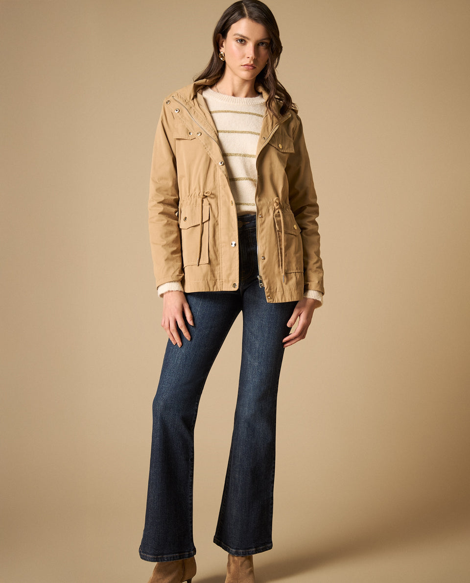 Chaqueta tipo parka con capucha y múltiples bolsillos para mujer - Café 34_621H230_CAF181017_5