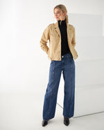 Chaqueta de diseño abierto para mujer - Caqui 34_622F001_CAQ150309_5
