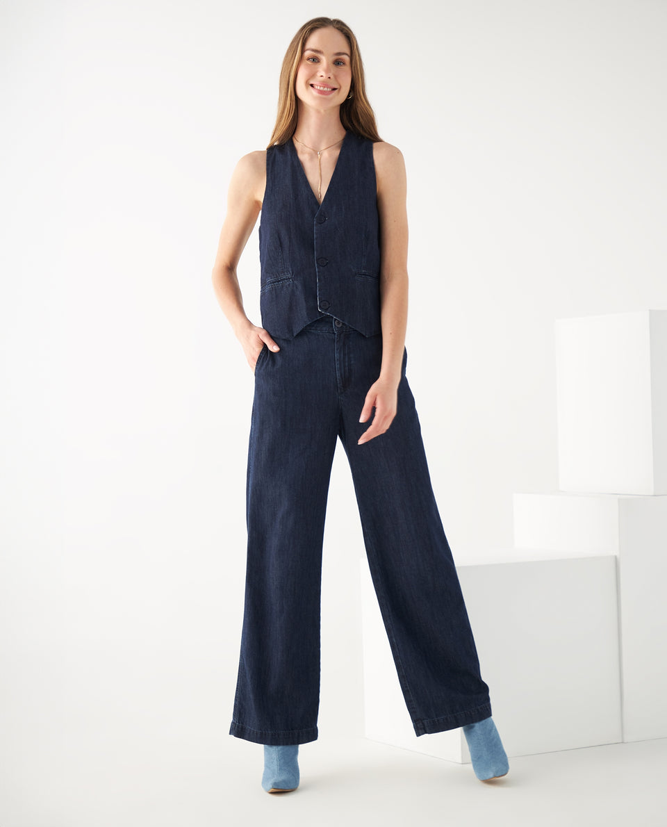 Chaleco de diseño abierto para mujer - Azul 34_622F006_AZU193933_5