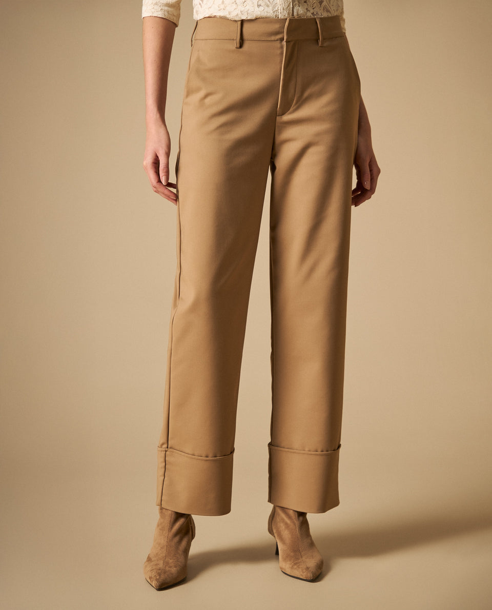Pantalón cropped con dobladillo para mujer - Beige 34_631H005_BEI171022_3