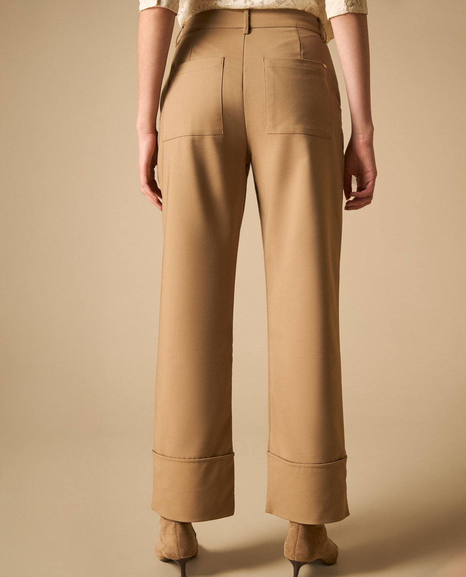 Pantalón cropped con dobladillo para mujer - Beige 34_631H005_BEI171022_6