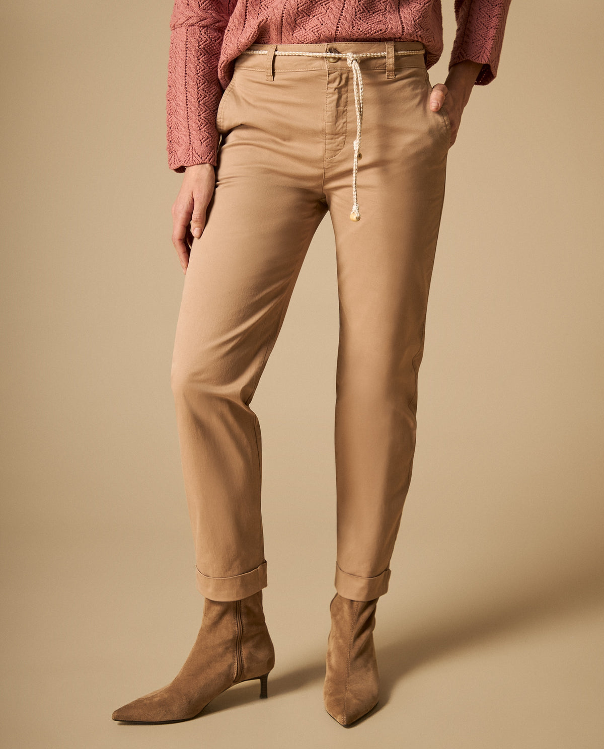 Pantalón jogger con cordón ajustable para mujer - Café 34_631H015_CAF171319_3