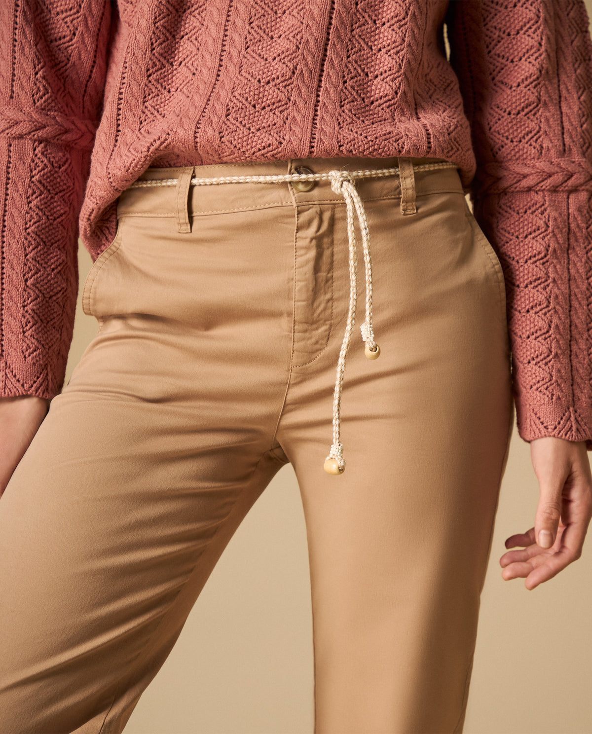 Pantalón jogger con cordón ajustable para mujer - Café 34_631H015_CAF171319_4