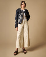 Pantalón palazzo con costuras decorativas para mujer - Crudo 34_631H018_CRU120703_0