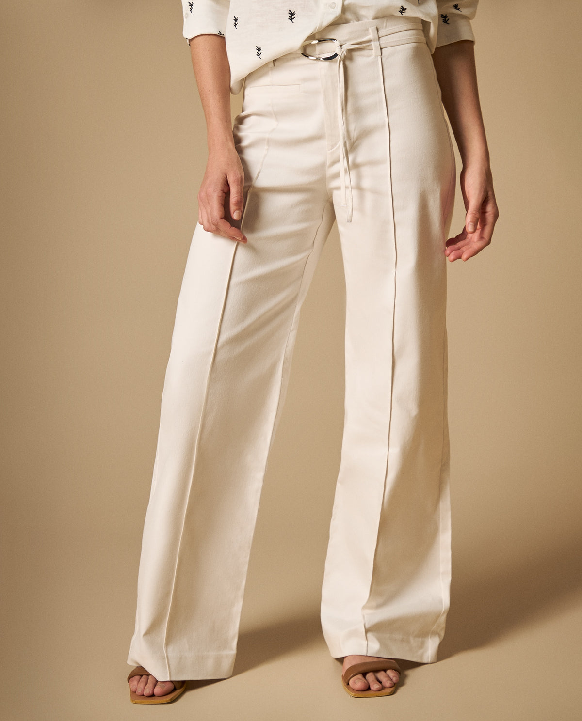 Pantalón wide leg con cordón ajustable para mujer - Crudo 34_631H020_CRU111001_3
