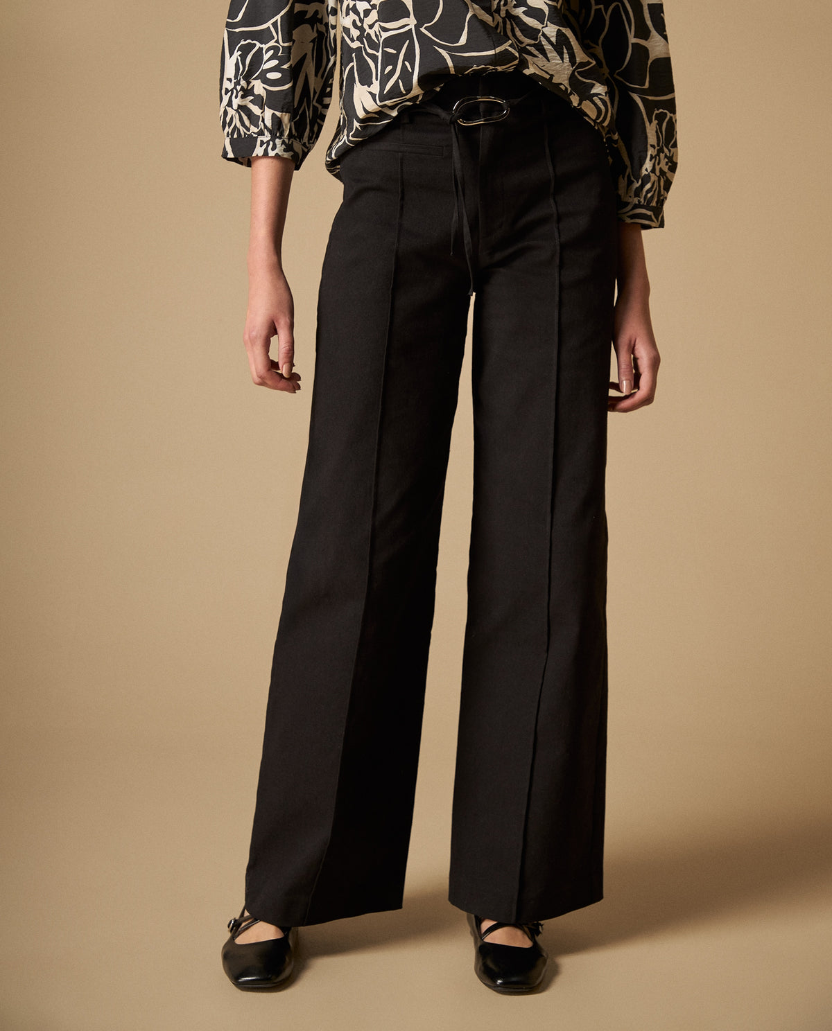 Pantalón wide leg con cordón ajustable para mujer - Negro 34_631H020_NEG190303_3