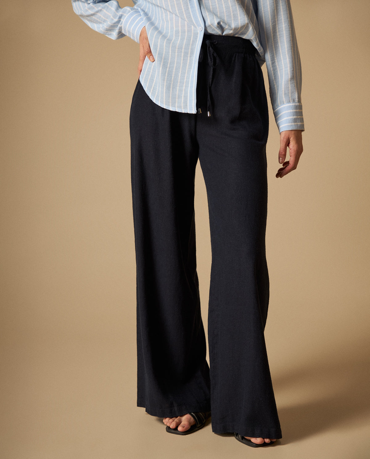 Pantalón wide leg con cordón ajustable para mujer - Azul 34_631H021_AZU193933_3