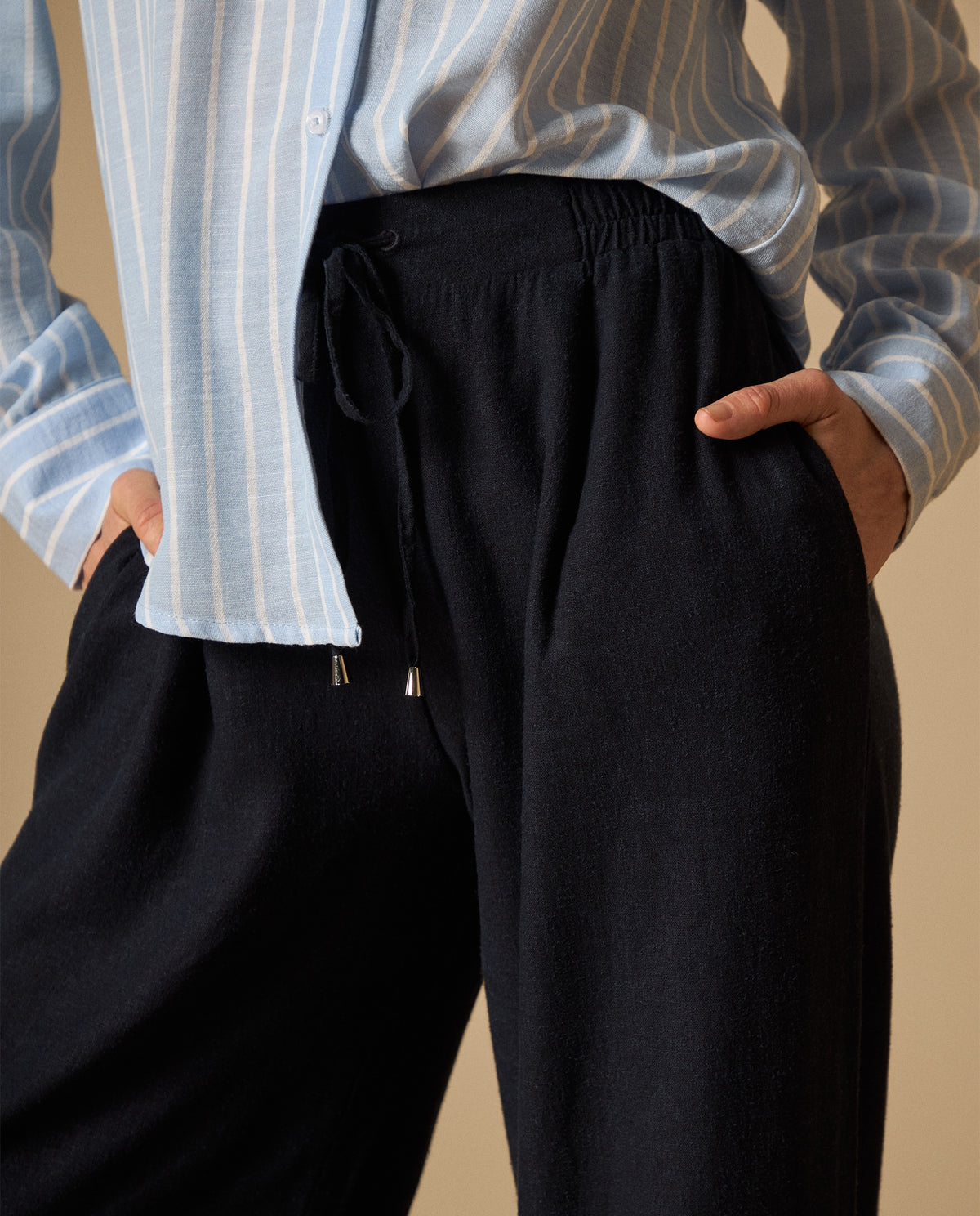 Pantalón wide leg con cordón ajustable para mujer - Azul 34_631H021_AZU193933_4