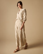 Pantalón palazzo con bordados texturizados para mujer - Beige 34_631H022_BEI151306_0