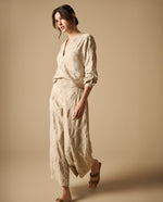 Pantalón palazzo con bordados texturizados para mujer - Beige 34_631H022_BEI151306_7