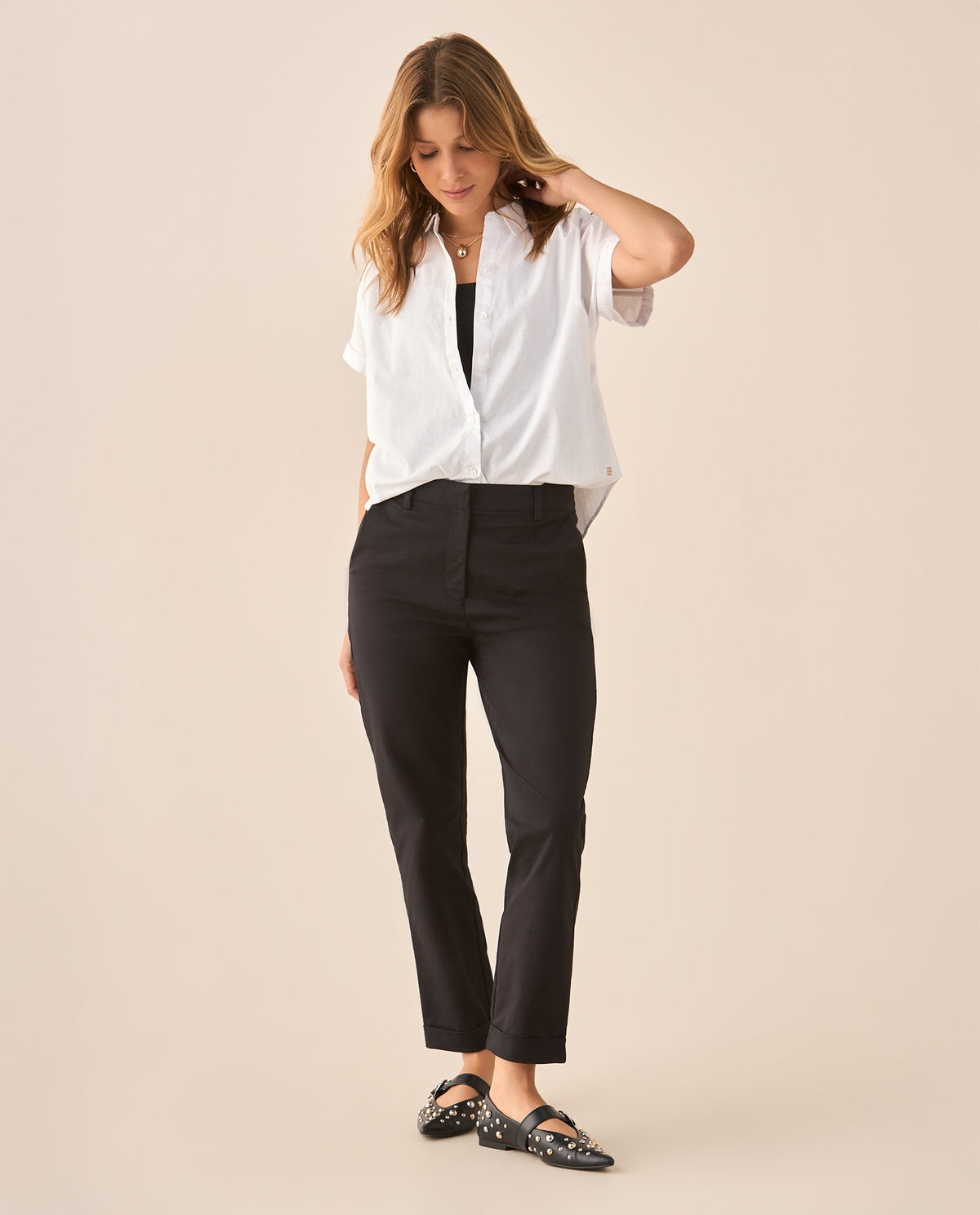 Pantalón de bota con guardapolvo para mujer - Negro 34_635F306_NEG190303_0