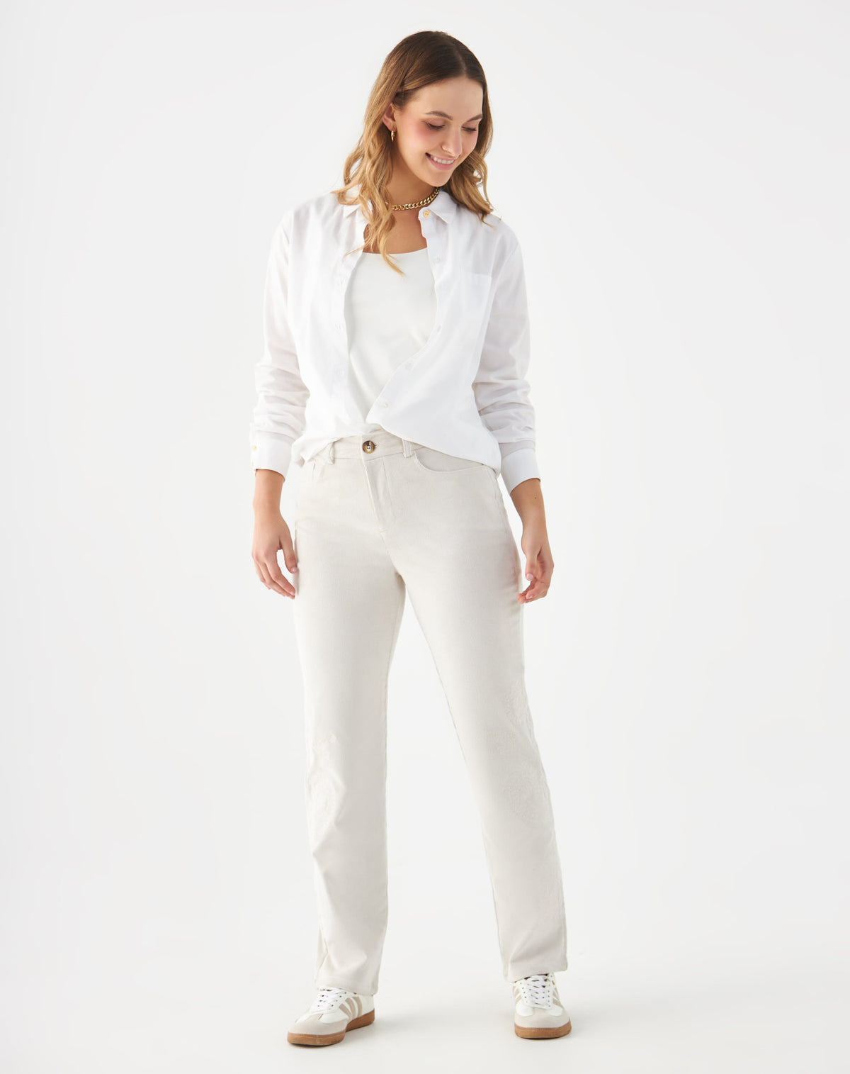 Pantalón en corduroy para mujer - Crudo 34_639F019_CRU120304_0