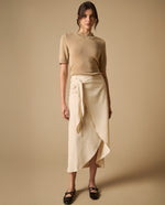 Falda midi envolvente con anudado lateral para mujer - Crudo 34_641H001_CRU130905_7