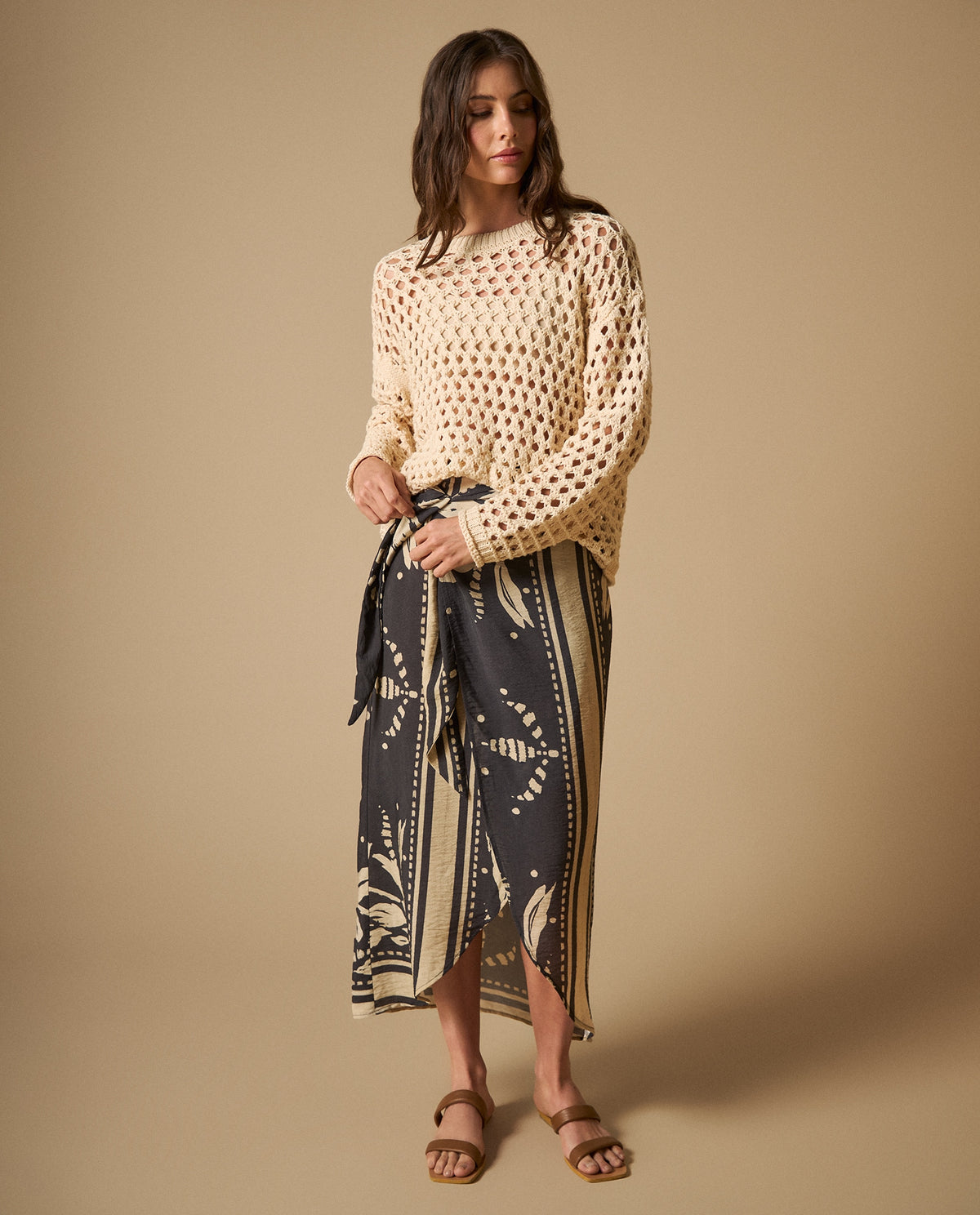 Falda midi envolvente con estampado paisley para mujer - Azul 34_641H010_AZU193922_0