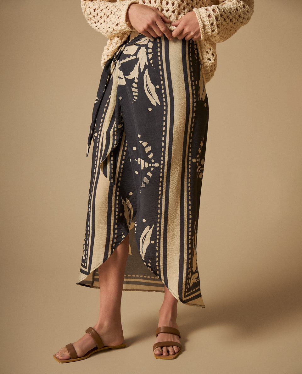 Falda midi envolvente con estampado paisley para mujer - Azul 34_641H010_AZU193922_3