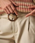 Shorts cintura alta con cinturón para mujer - Beige 34_651H000_BEI156307_4