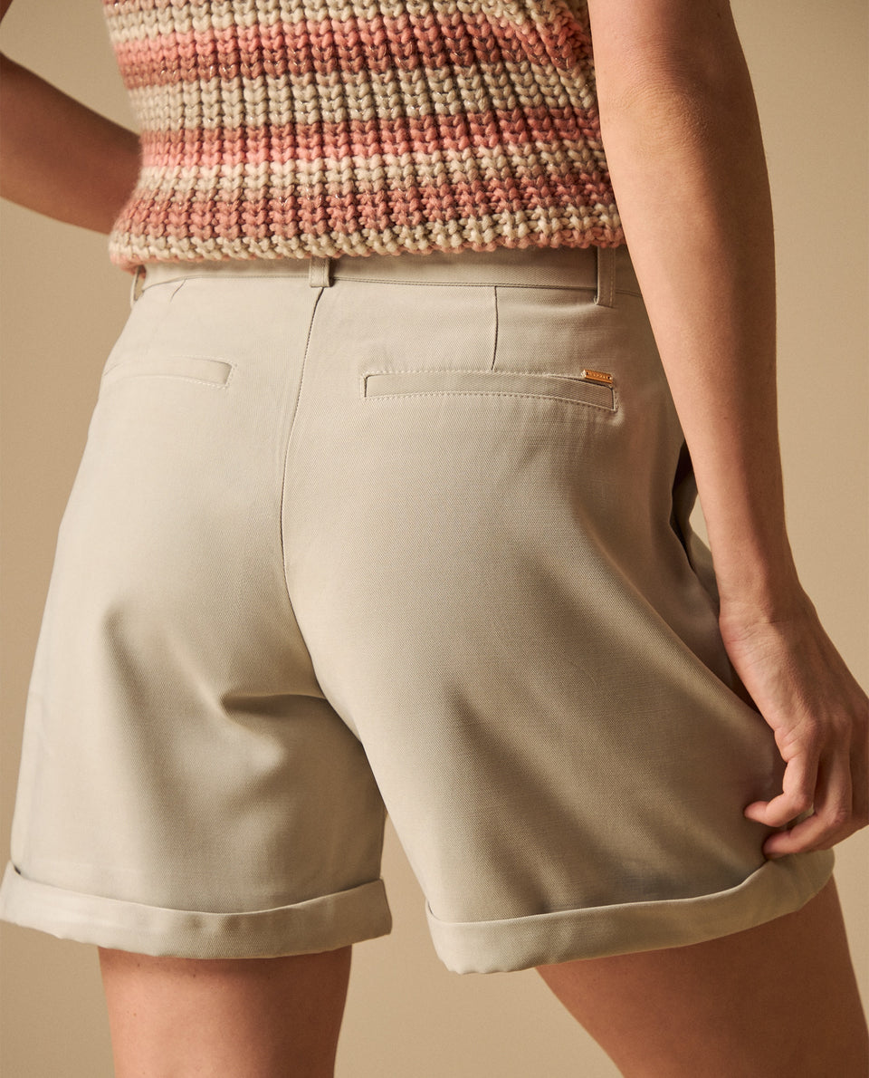 Shorts cintura alta con cinturón para mujer - Beige 34_651H000_BEI156307_5