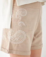 Bermuda con bordado de arabescos para mujer - Beige 34_652F001_BEI161212_5