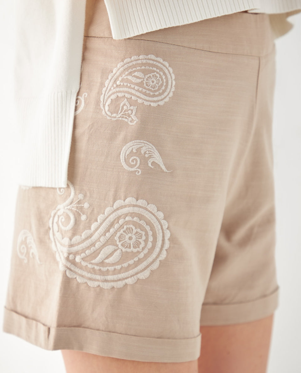 Bermuda con bordado de arabescos para mujer - Beige 34_652F001_BEI161212_5
