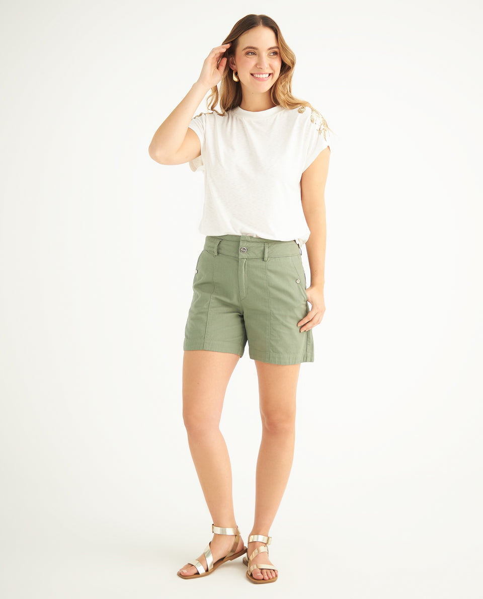 Bermuda con cortes decorativos para mujer - Verde 34_659F000_VER165807_6
