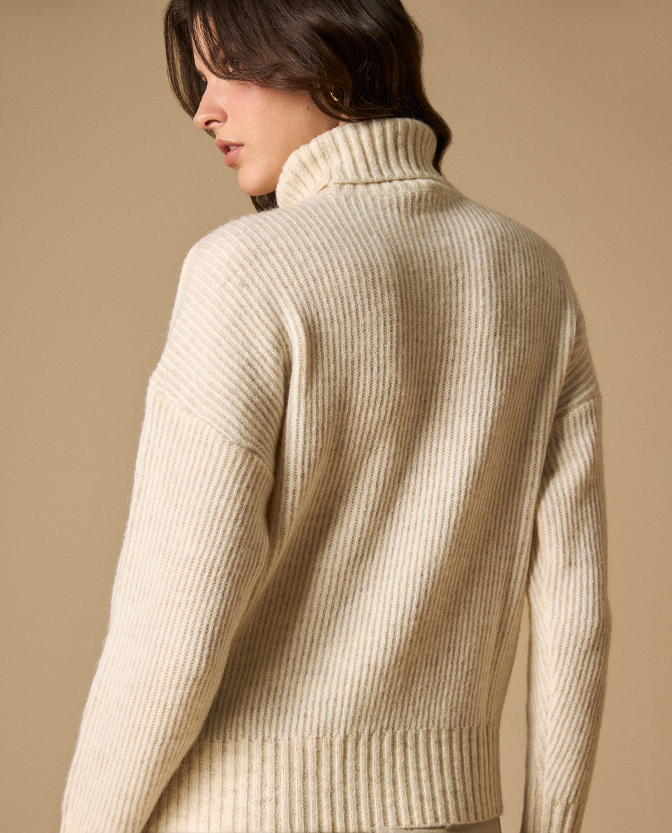 Suéter cuello alto acanalado para mujer - Crudo 34_661H201_CRU110110_5