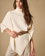 Poncho tejido cuello alto asimétrico para mujer - Beige 34_661H203_BEI130607_0