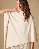 Poncho tejido cuello alto asimétrico para mujer - Beige 34_661H203_BEI130607_3