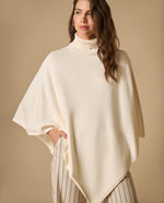 Poncho tejido cuello alto asimétrico para mujer - Beige 34_661H203_BEI130607_6