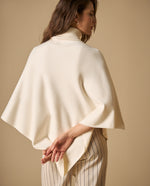 Poncho tejido cuello alto asimétrico para mujer - Beige 34_661H203_BEI130607_7