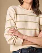 Sweater cuello redondo con rayas metalizadas para mujer - Crudo 34_661H205_CRU120703_3