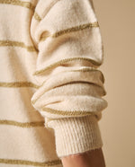 Sweater cuello redondo con rayas metalizadas para mujer - Crudo 34_661H205_CRU120703_5