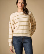 Sweater cuello redondo con rayas metalizadas para mujer - Crudo 34_661H205_CRU120703_6