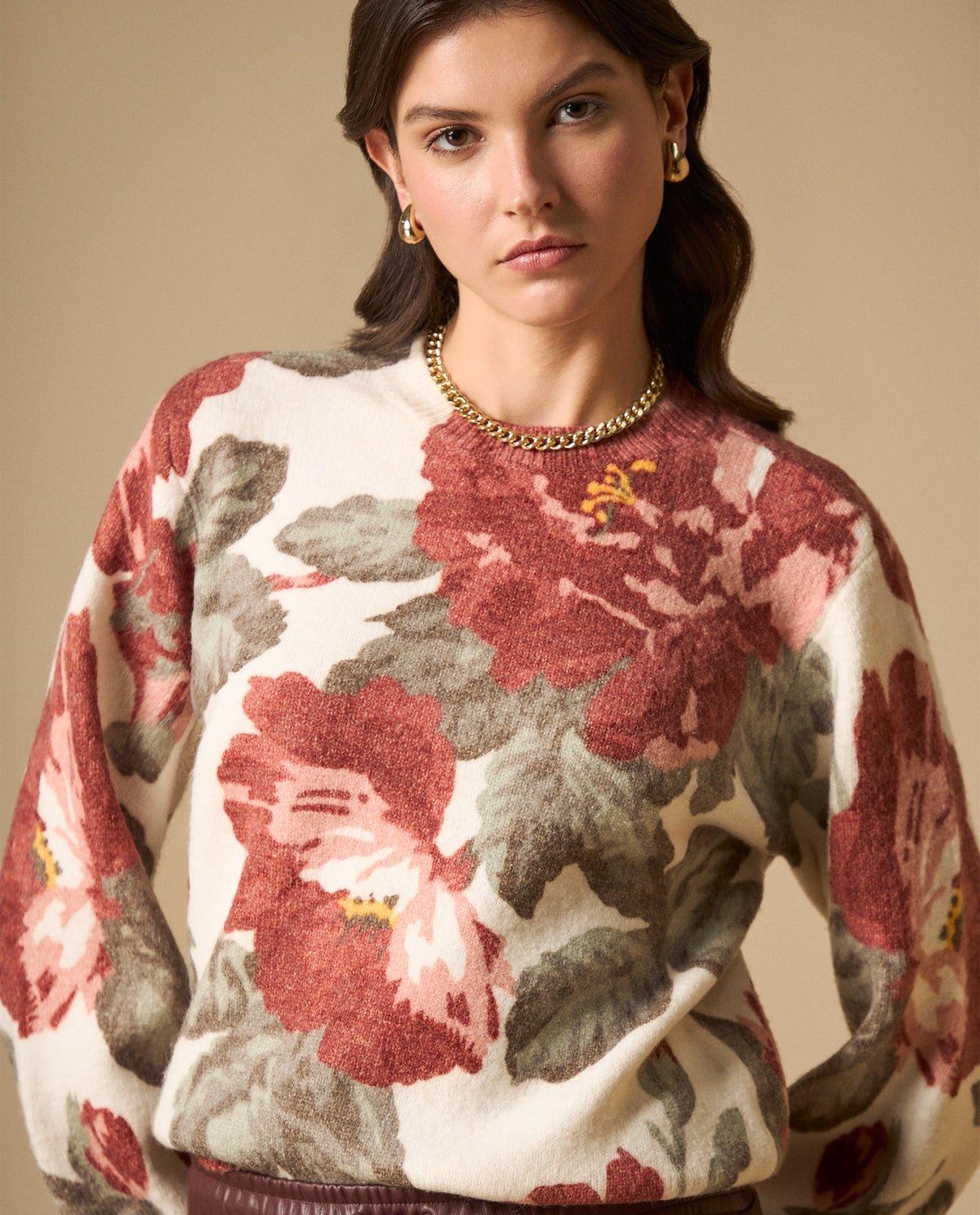 Suéter cuello redondo con estampado floral - Rosa 34_661H210_ROS112309_3
