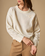 Suéter cuello redondo con bordados florales para mujer - Crudo 34_661H211_CRU111001_0