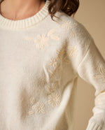 Suéter cuello redondo con bordados florales para mujer - Crudo 34_661H211_CRU111001_4