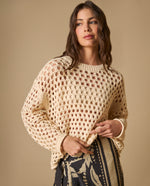 Suéter tejido con patrón calado geométrico para mujer - Crudo 34_661H223_CRU120703_3