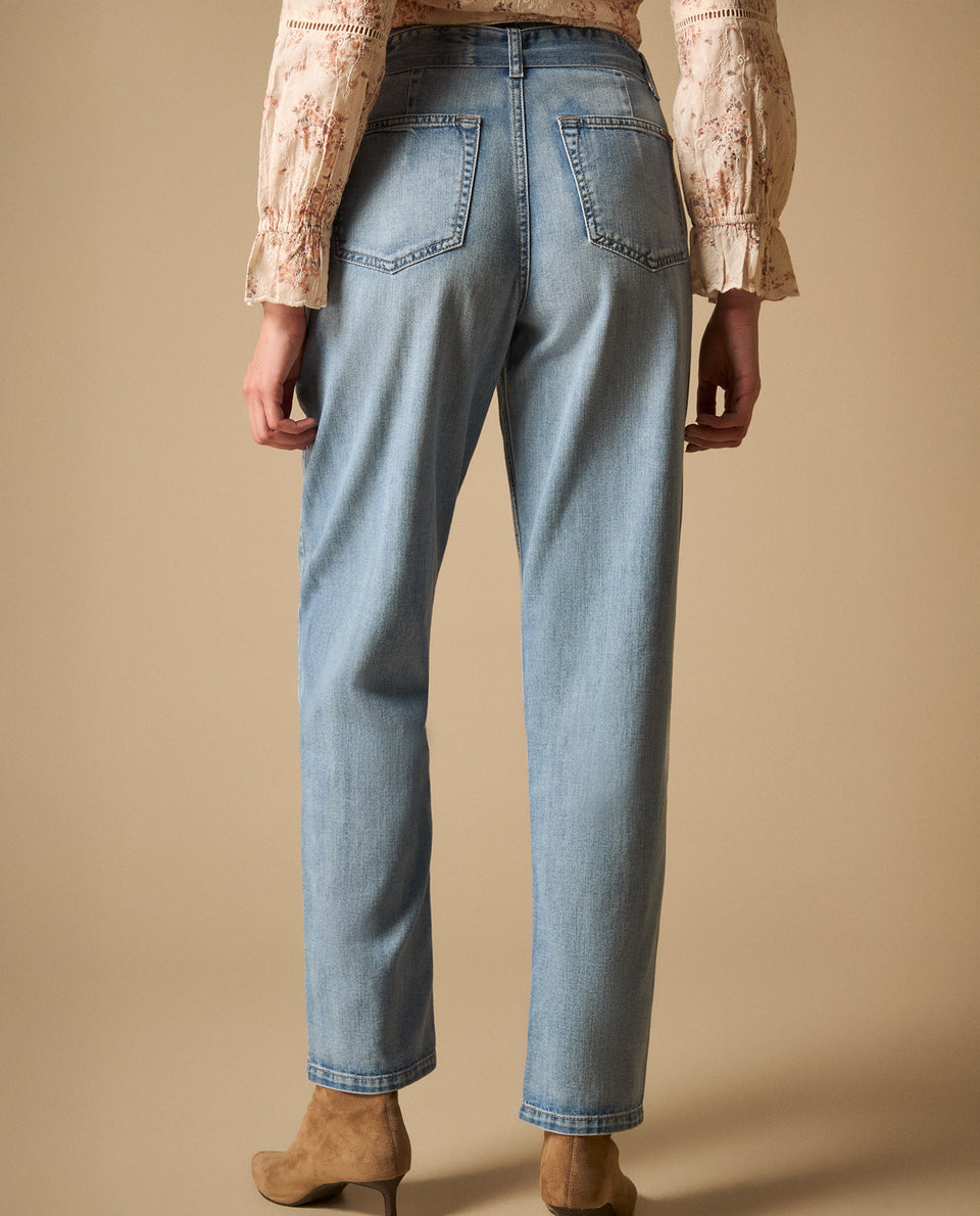 Pantalón con cinturón integrado y bolsillos bordados para mujer - Azul 34_671H000_AZU134110_5