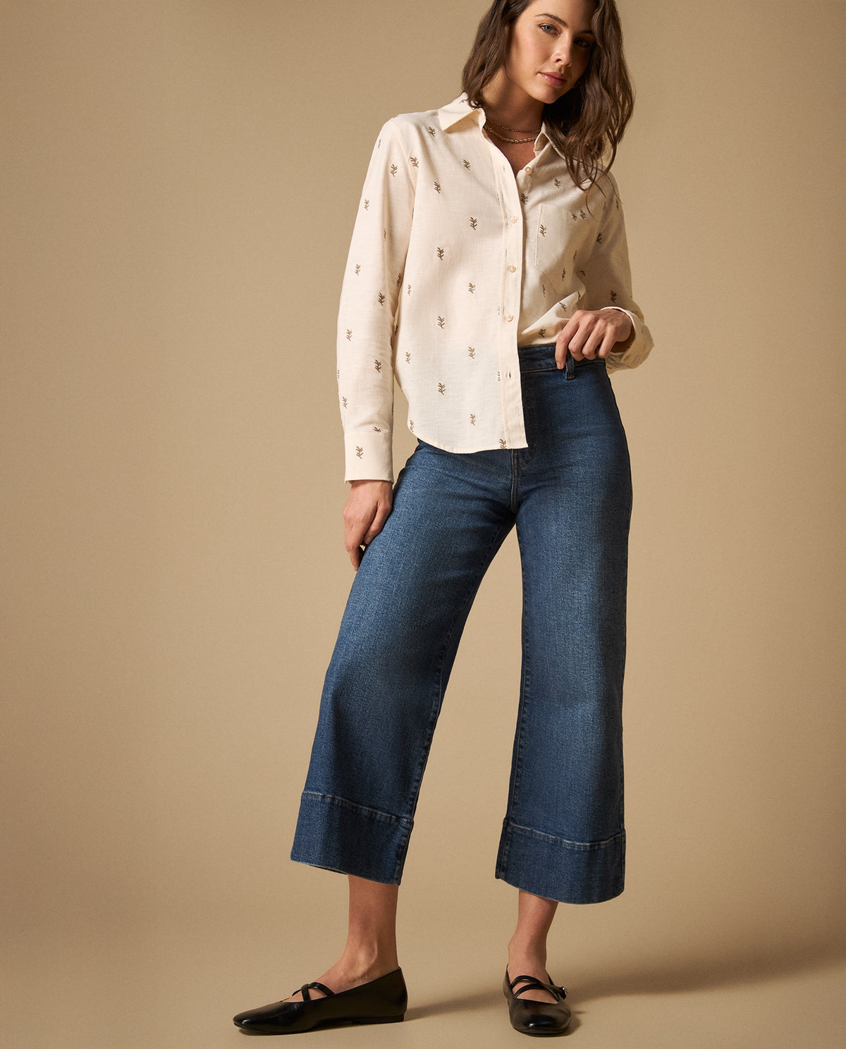 Jean culotte con dobladillo ancho para mujer - Azul 34_671H002_AZU174027_0