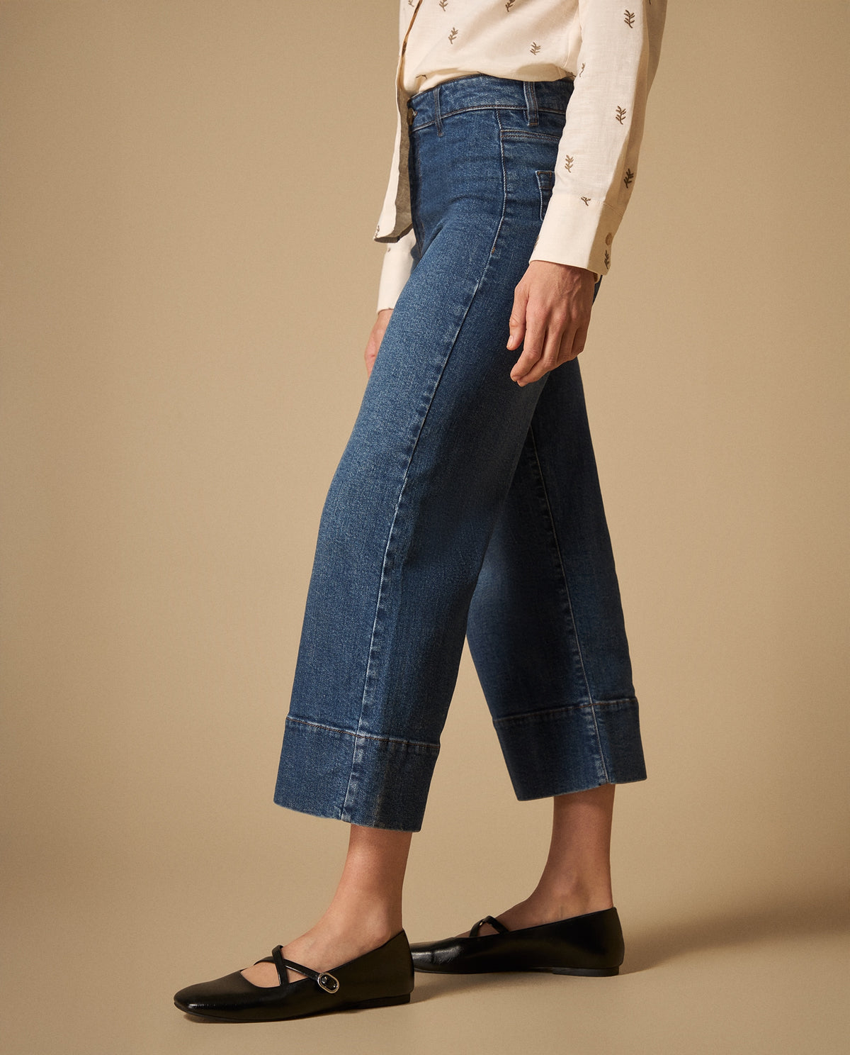 Jean culotte con dobladillo ancho para mujer - Azul 34_671H002_AZU174027_3