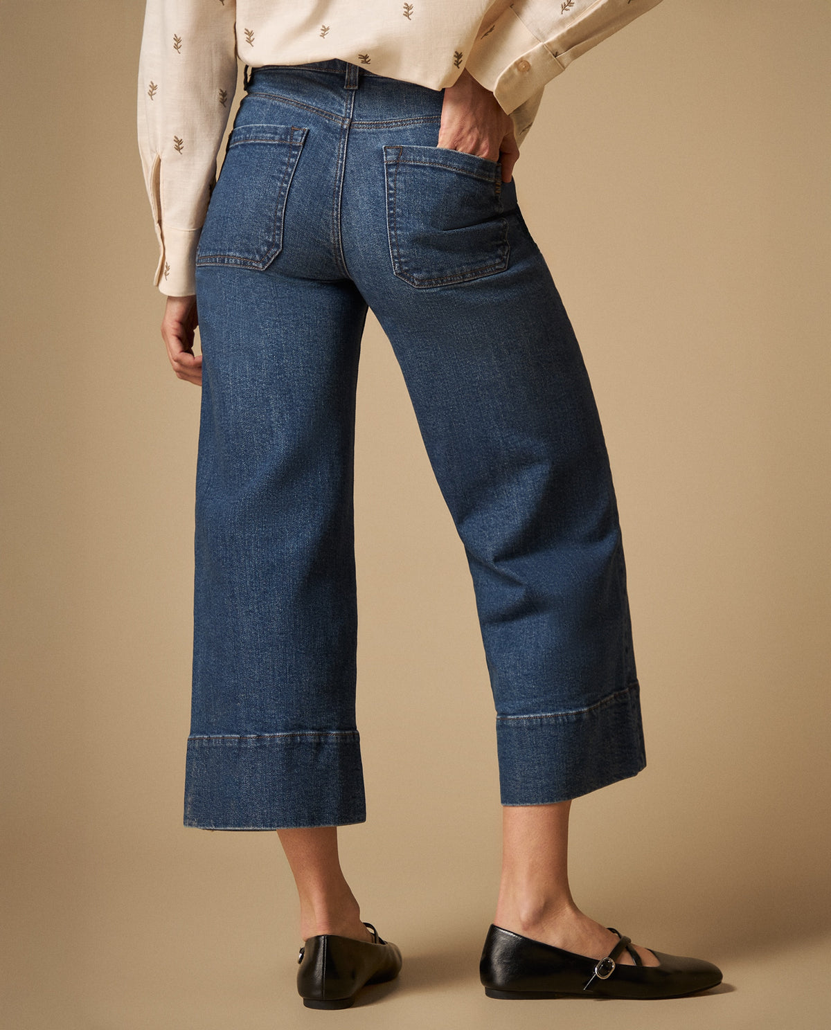 Jean culotte con dobladillo ancho para mujer - Azul 34_671H002_AZU174027_4