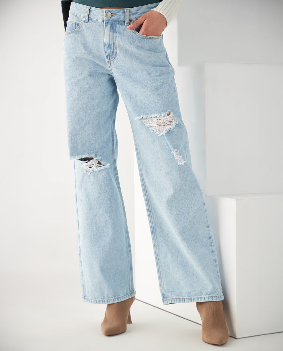 Jean Wide Leg con rotos para mujer - Azul 34_672F015_AZU154319_3