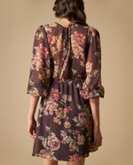 Vestido cruzado manga tres cuartos con estampado floral - Morado 34_691H000_MOR191619_6
