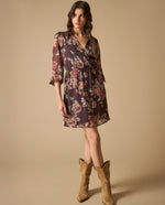 Vestido cruzado manga tres cuartos con estampado floral - Morado 34_691H000_MOR191619_7